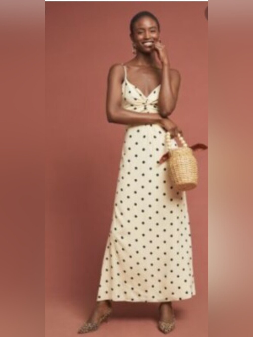 Capulet Cream Polka Dot Midi Dress with Black Dots